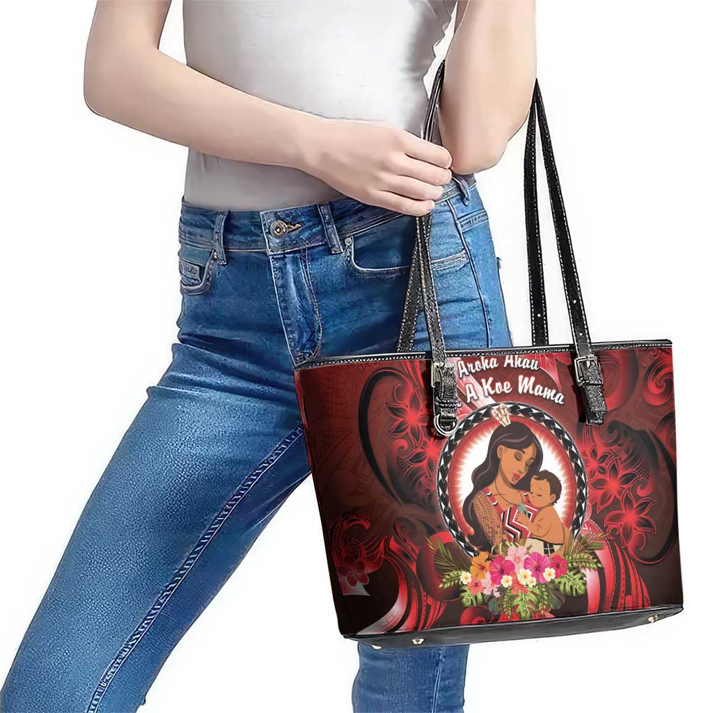 New Zealand Mother's Day Leather Tote Bag I Love You Mom DT04 - Polynesian Pride