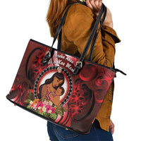 New Zealand Mother's Day Leather Tote Bag I Love You Mom DT04 - Polynesian Pride