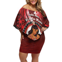 Personalised New Zealand Mother's Day Off Shoulder Short Dress I Love You Mom DT04 Women Red - Polynesian Pride
