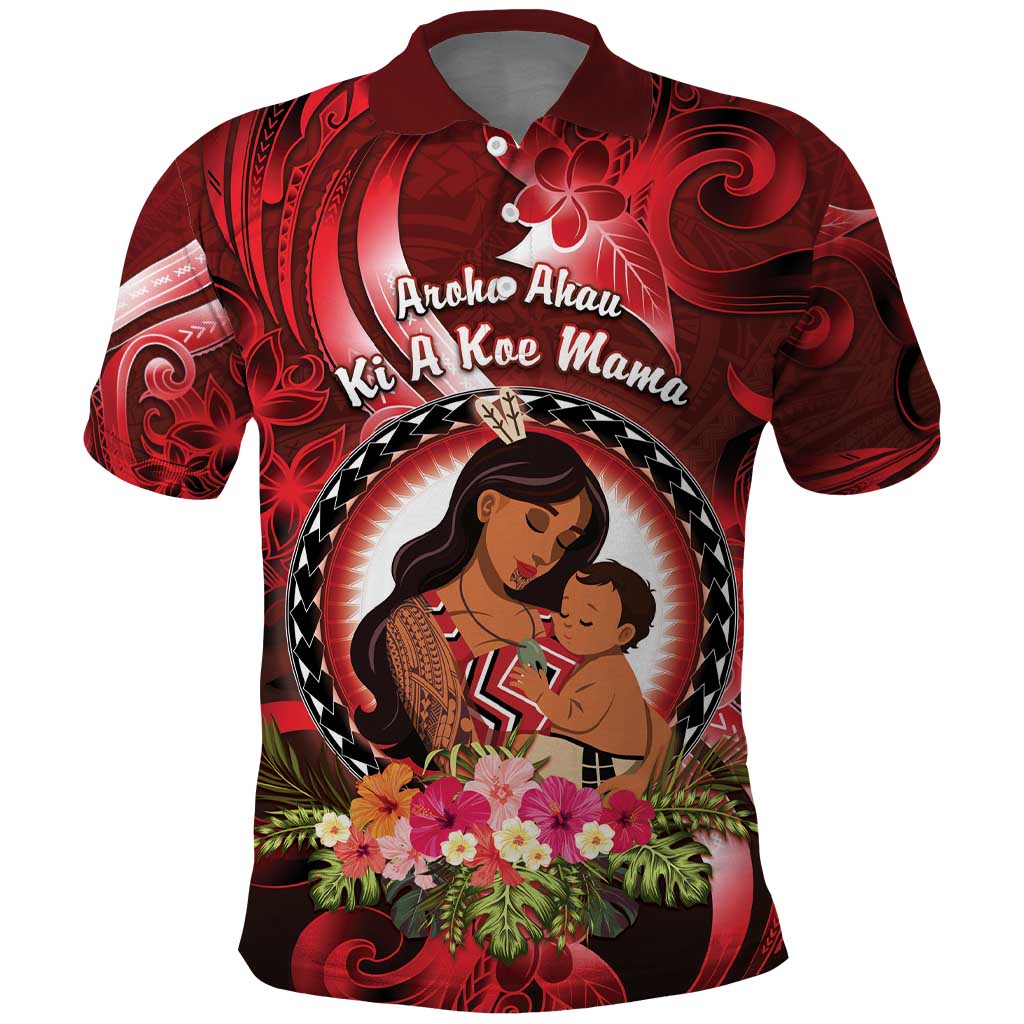 Personalised New Zealand Mother's Day Polo Shirt I Love You Mom DT04 Red - Polynesian Pride