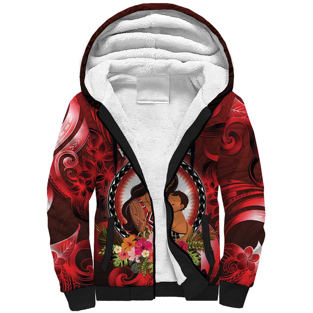 Personalised New Zealand Mother's Day Sherpa Hoodie I Love You Mom DT04 Unisex Red - Polynesian Pride