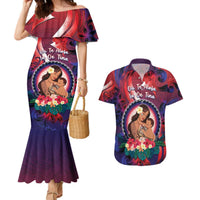 Personalised Samoa Mother's Day Couples Matching Mermaid Dress and Hawaiian Shirt I Love You Mom DT04 Red - Polynesian Pride