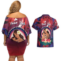 Personalised Samoa Mother's Day Couples Matching Off Shoulder Short Dress and Hawaiian Shirt I Love You Mom DT04 - Polynesian Pride