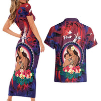 Personalised Samoa Mother's Day Couples Matching Short Sleeve Bodycon Dress and Hawaiian Shirt I Love You Mom DT04 - Polynesian Pride