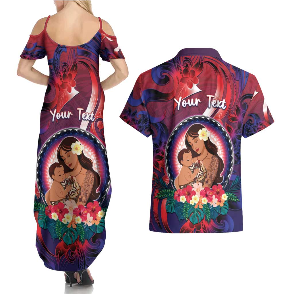 Personalised Samoa Mother's Day Couples Matching Summer Maxi Dress and Hawaiian Shirt I Love You Mom DT04 - Polynesian Pride