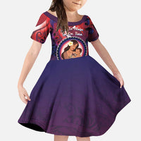 Personalised Samoa Mother's Day Family Matching Long Sleeve Bodycon Dress and Hawaiian Shirt I Love You Mom DT04 Daughter's Dress Red - Polynesian Pride