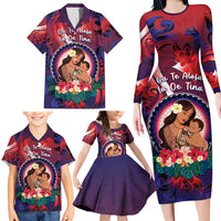 Personalised Samoa Mother's Day Family Matching Long Sleeve Bodycon Dress and Hawaiian Shirt I Love You Mom DT04 - Polynesian Pride