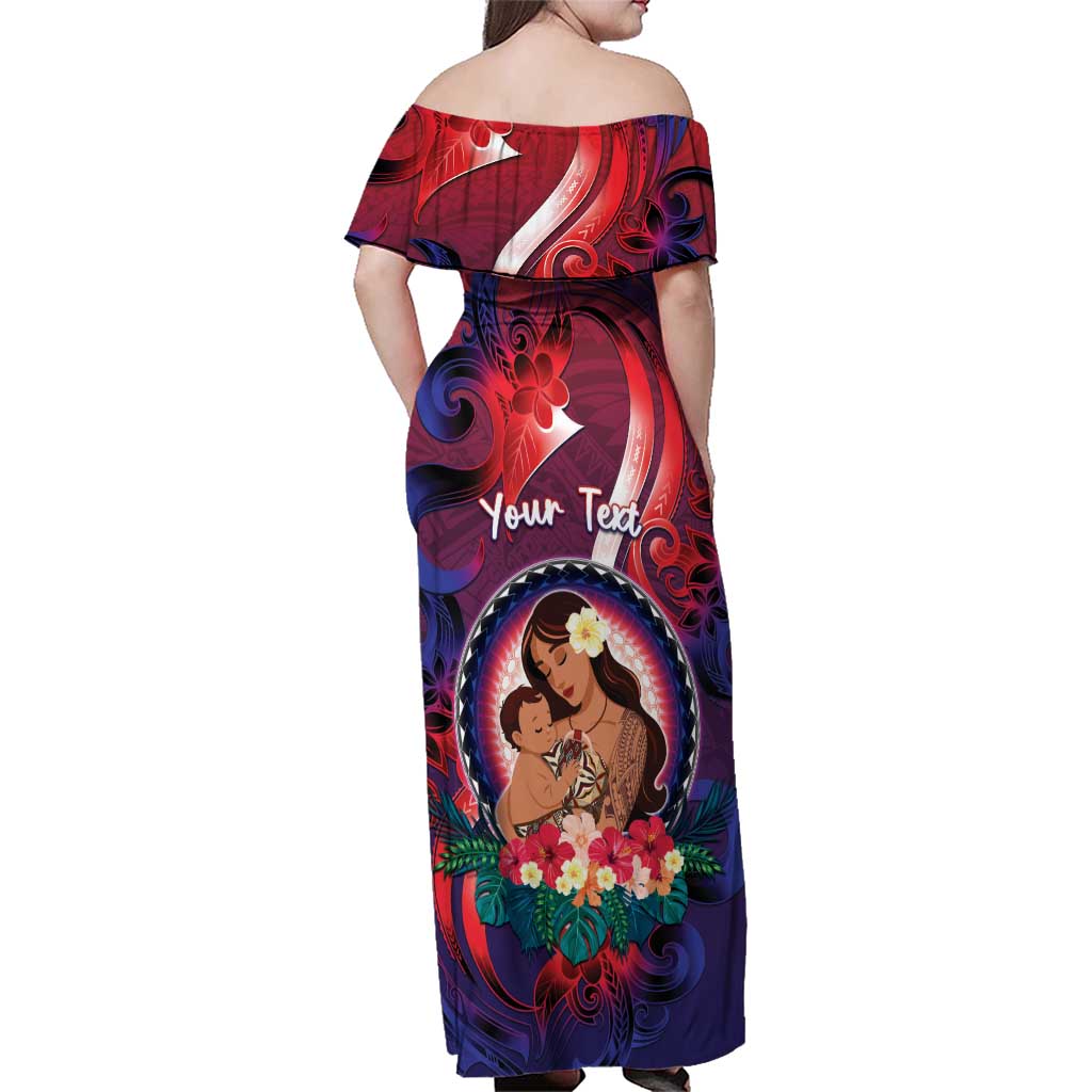Personalised Samoa Mother's Day Family Matching Off Shoulder Maxi Dress and Hawaiian Shirt I Love You Mom DT04 - Polynesian Pride