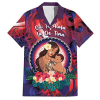 Personalised Samoa Mother's Day Family Matching Off Shoulder Short Dress and Hawaiian Shirt I Love You Mom DT04 Dad's Shirt - Short Sleeve Red - Polynesian Pride