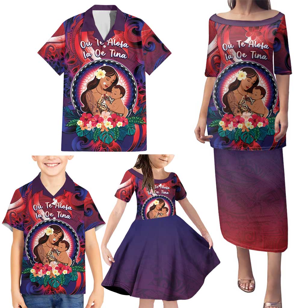 Personalised Samoa Mother's Day Family Matching Puletasi and Hawaiian Shirt I Love You Mom DT04 - Polynesian Pride