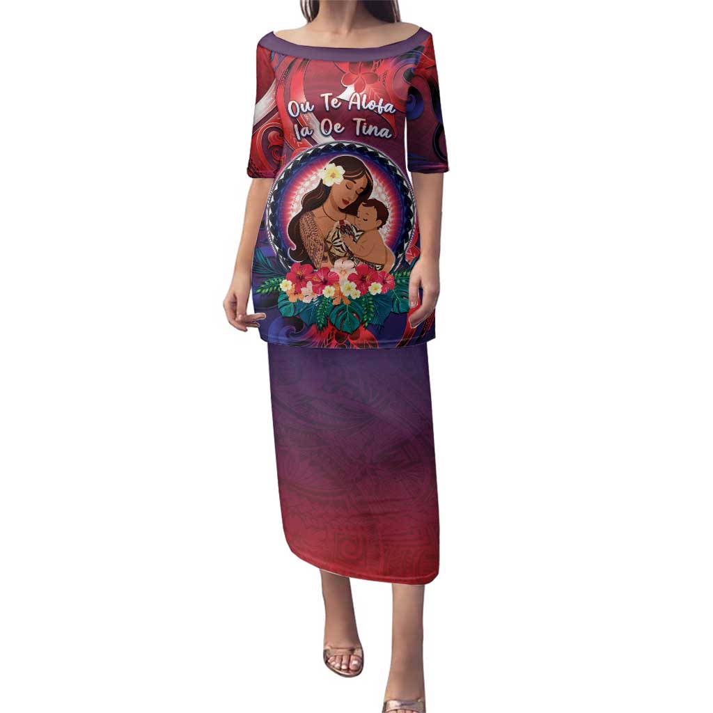 Personalised Samoa Mother's Day Family Matching Puletasi and Hawaiian Shirt I Love You Mom DT04 Mom's Dress Red - Polynesian Pride
