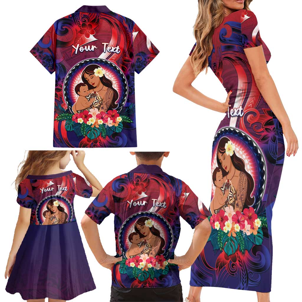 Personalised Samoa Mother's Day Family Matching Short Sleeve Bodycon Dress and Hawaiian Shirt I Love You Mom DT04 - Polynesian Pride