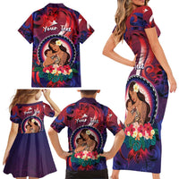 Personalised Samoa Mother's Day Family Matching Short Sleeve Bodycon Dress and Hawaiian Shirt I Love You Mom DT04 - Polynesian Pride