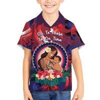 Personalised Samoa Mother's Day Family Matching Tank Maxi Dress and Hawaiian Shirt I Love You Mom DT04 Son's Shirt Red - Polynesian Pride