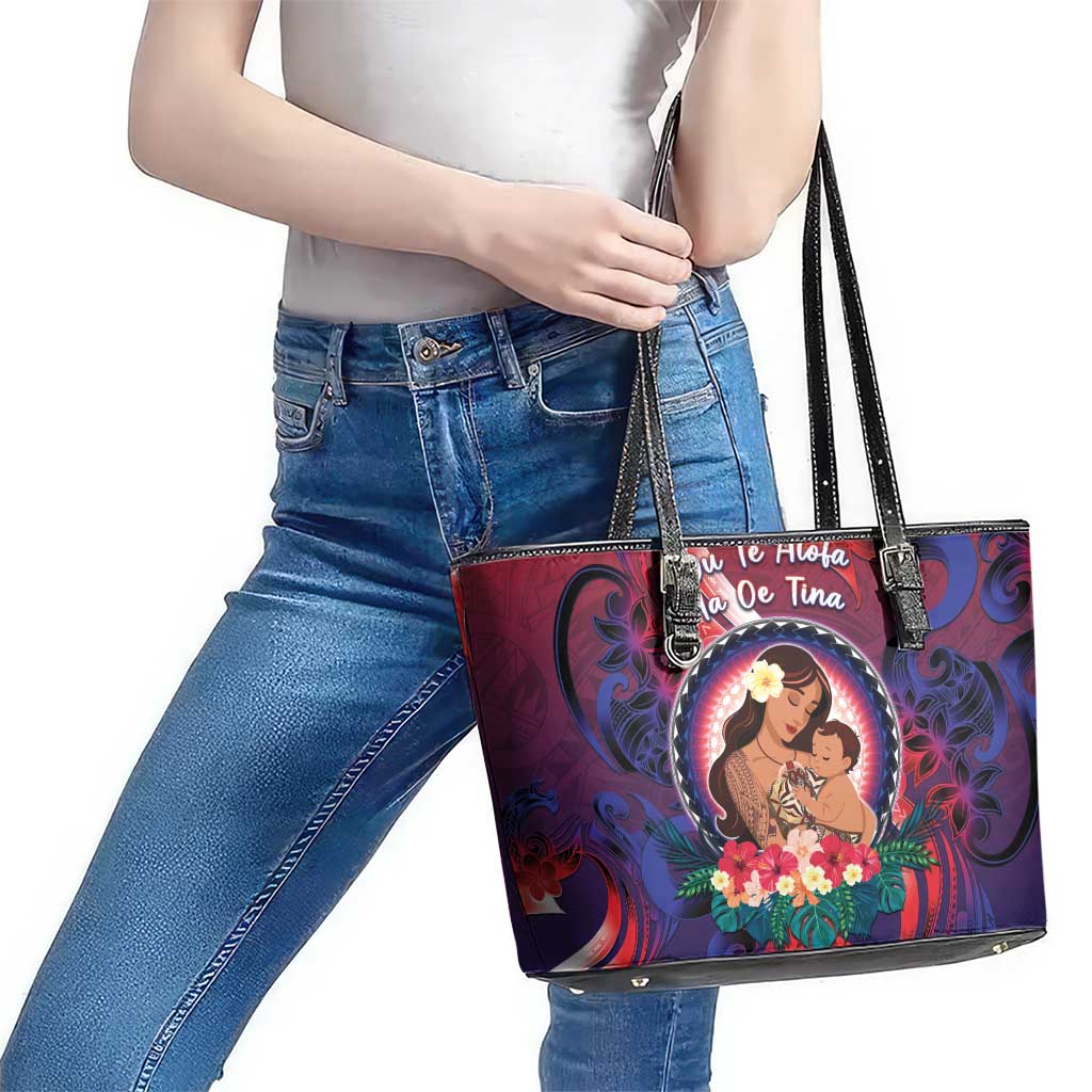 Samoa Mother's Day Leather Tote Bag I Love You Mom