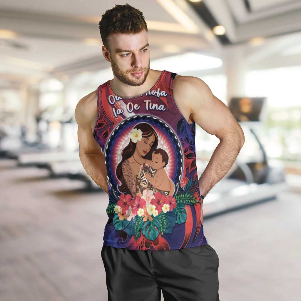 Personalised Samoa Mother's Day Men Tank Top I Love You Mom DT04 Red - Polynesian Pride