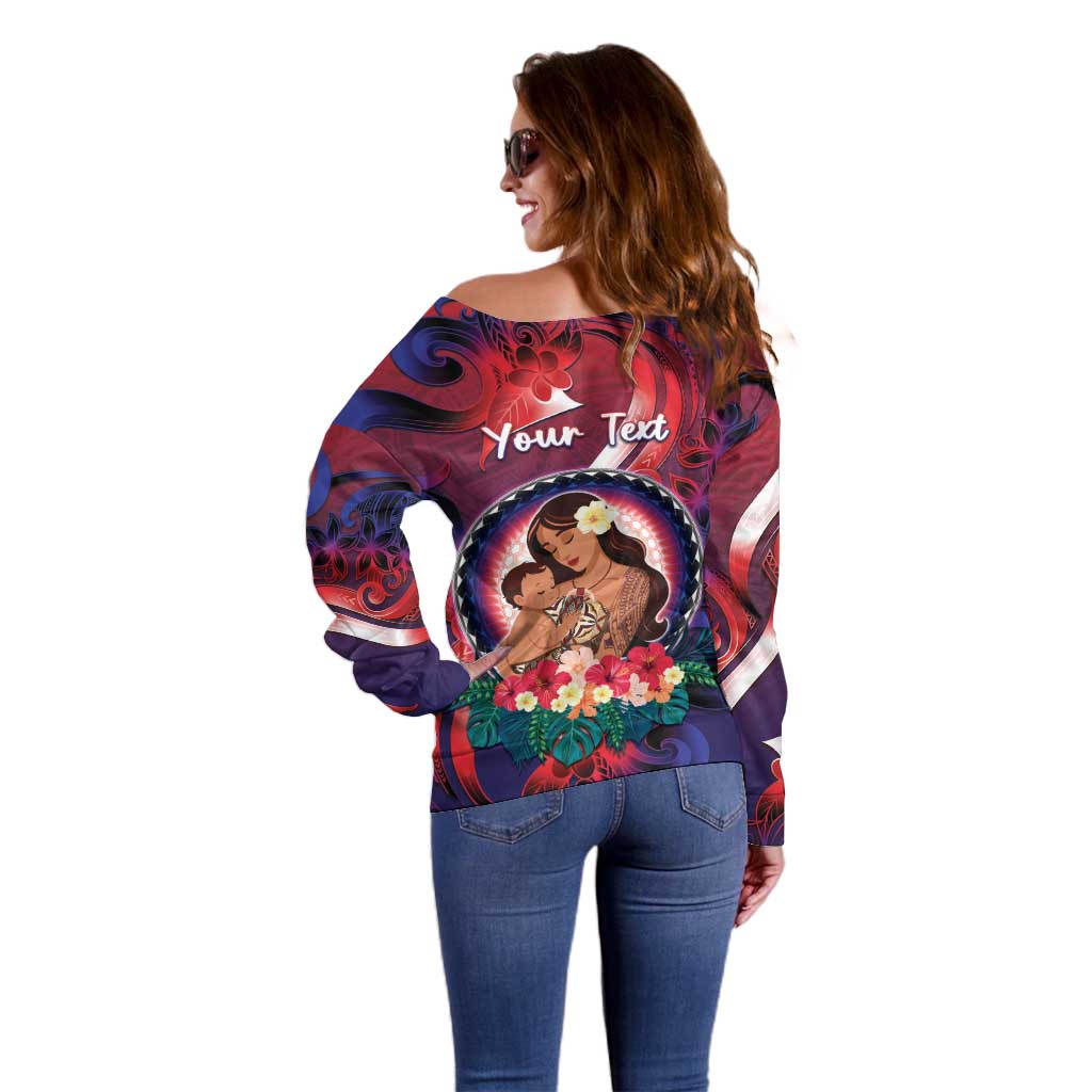 Personalised Samoa Mother's Day Off Shoulder Sweater I Love You Mom