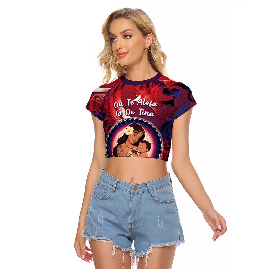 Personalised Samoa Mother's Day Raglan Cropped T Shirt I Love You Mom