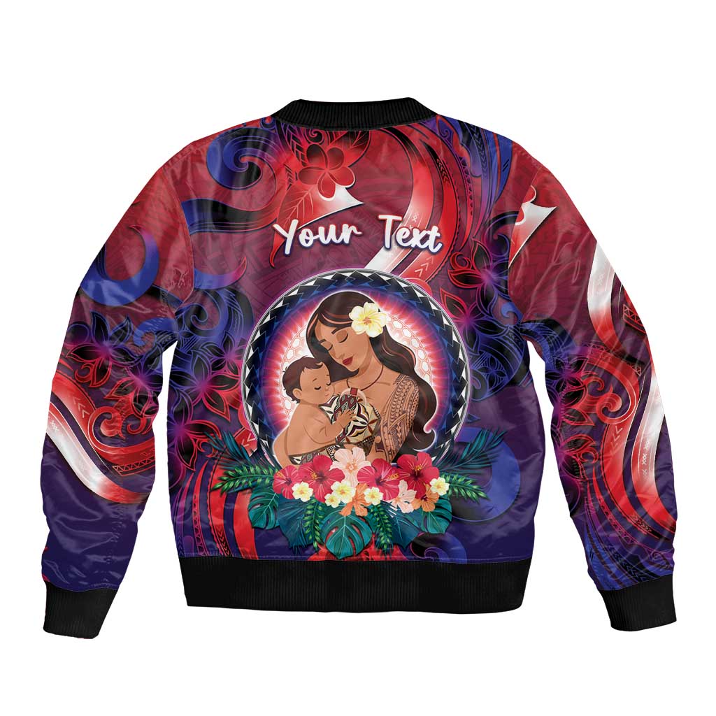 Personalised Samoa Mother's Day Sleeve Zip Bomber Jacket I Love You Mom