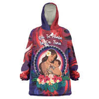 Personalised Samoa Mother's Day Wearable Blanket Hoodie I Love You Mom DT04 One Size Red - Polynesian Pride