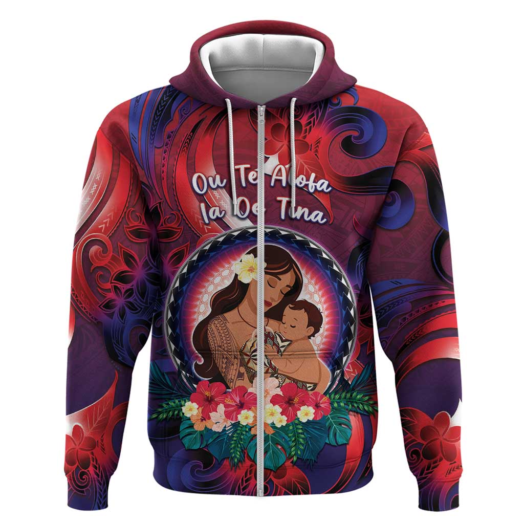 Personalised Samoa Mother's Day Zip Hoodie I Love You Mom