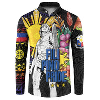 Filipinos Lapu-Lapu Hero Philippines Button Sweatshirt Hibiscus Flowers Style DT04 Black - Polynesian Pride