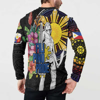 Filipinos Lapu-Lapu Hero Philippines Button Sweatshirt Hibiscus Flowers Style DT04 - Polynesian Pride