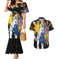 Filipinos Lapu-Lapu Hero Philippines Couples Matching Mermaid Dress and Hawaiian Shirt Hibiscus Flowers Style DT04 Black - Polynesian Pride