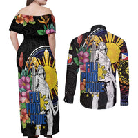 Filipinos Lapu-Lapu Hero Philippines Couples Matching Off Shoulder Maxi Dress and Long Sleeve Button Shirt Hibiscus Flowers Style DT04 - Polynesian Pride