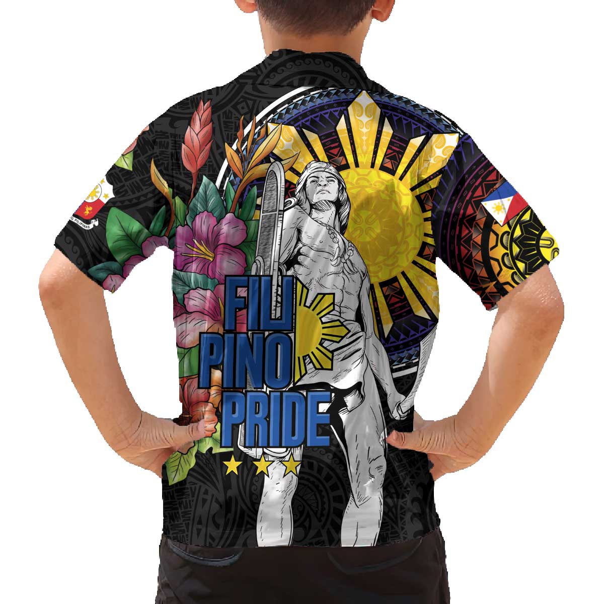 Filipinos Lapu-Lapu Hero Philippines Family Matching Off The Shoulder Long Sleeve Dress and Hawaiian Shirt Hibiscus Flowers Style DT04 - Polynesian Pride