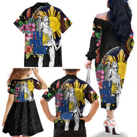 Filipinos Lapu-Lapu Hero Philippines Family Matching Off The Shoulder Long Sleeve Dress and Hawaiian Shirt Hibiscus Flowers Style DT04 - Polynesian Pride
