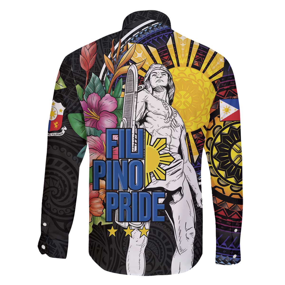 Filipinos Lapu-Lapu Hero Philippines Family Matching Off The Shoulder Long Sleeve Dress and Hawaiian Shirt Hibiscus Flowers Style DT04 - Polynesian Pride