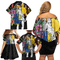 Filipinos Lapu-Lapu Hero Philippines Family Matching Off Shoulder Short Dress and Hawaiian Shirt Hibiscus Flowers Style DT04 - Polynesian Pride