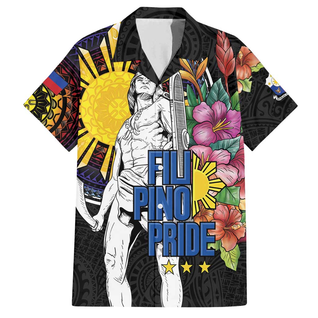 Filipinos Lapu-Lapu Hero Philippines Family Matching Puletasi and Hawaiian Shirt Hibiscus Flowers Style DT04 Dad's Shirt - Short Sleeve Black - Polynesian Pride