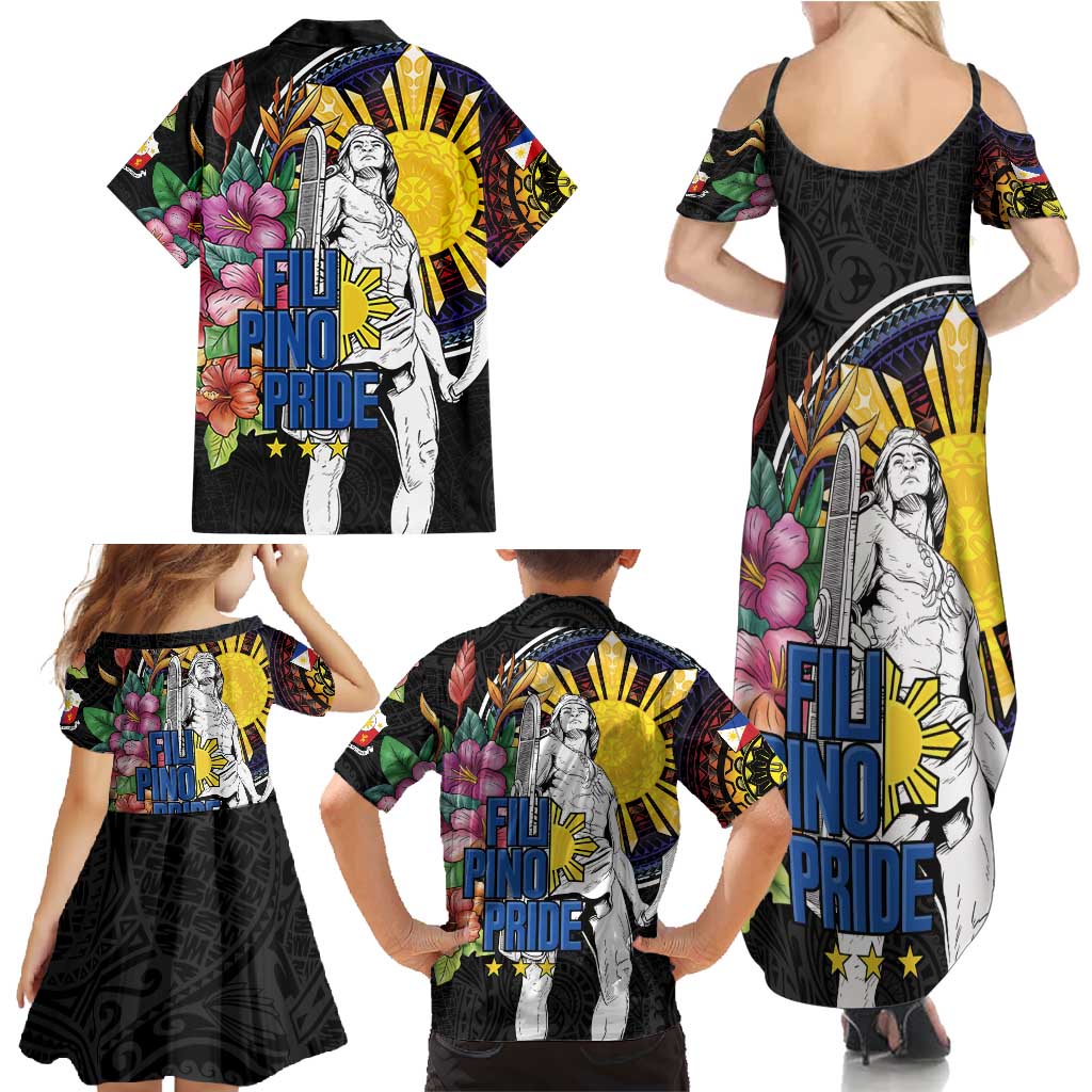 Filipinos Lapu-Lapu Hero Philippines Family Matching Summer Maxi Dress and Hawaiian Shirt Hibiscus Flowers Style DT04 - Polynesian Pride