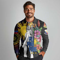 Filipinos Lapu-Lapu Hero Philippines Long Sleeve Polo Shirt Hibiscus Flowers Style DT04 - Polynesian Pride