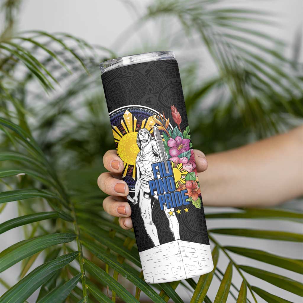 Filipinos Lapu-Lapu Hero Philippines Skinny Tumbler Hibiscus Flowers Style DT04 - Polynesian Pride