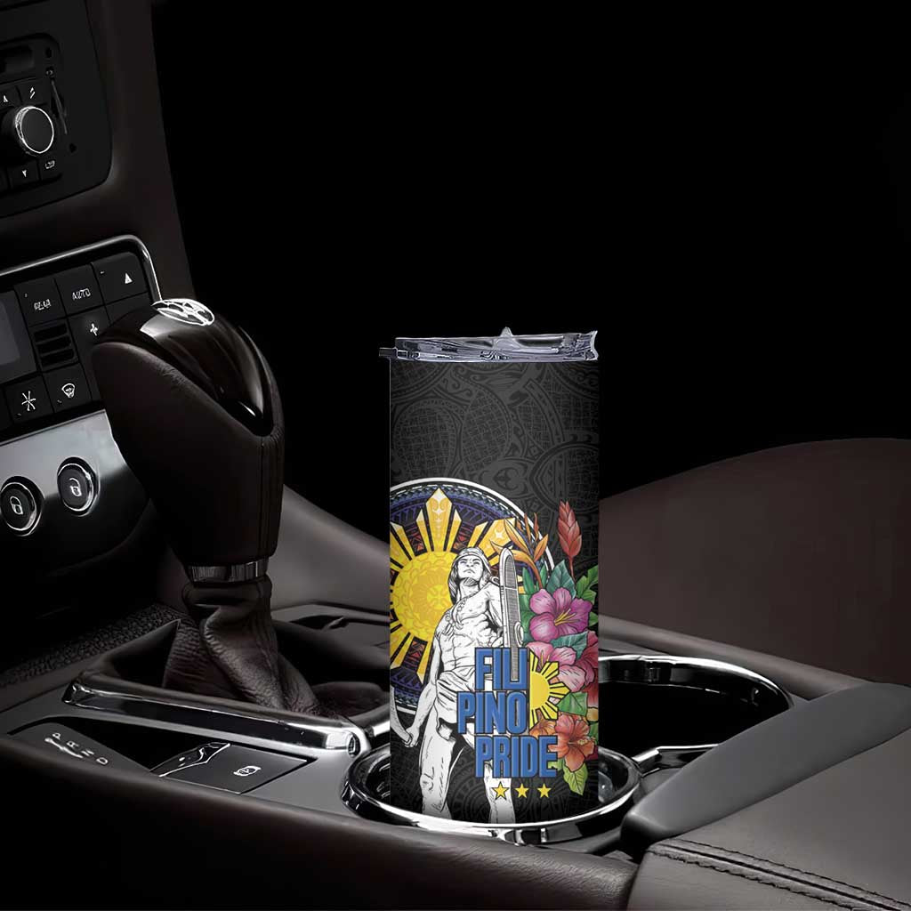 Filipinos Lapu-Lapu Hero Philippines Skinny Tumbler Hibiscus Flowers Style DT04 - Polynesian Pride