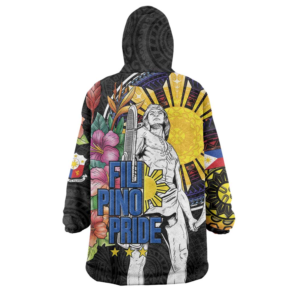Filipinos Lapu-Lapu Hero Philippines Wearable Blanket Hoodie Hibiscus Flowers Style DT04 - Polynesian Pride