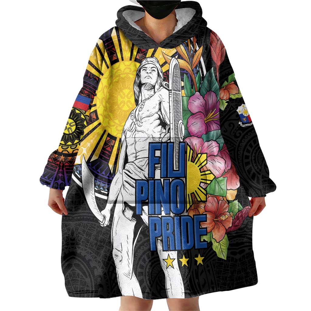 Filipinos Lapu-Lapu Hero Philippines Wearable Blanket Hoodie Hibiscus Flowers Style DT04 - Polynesian Pride