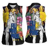 Filipinos Lapu-Lapu Hero Philippines Women Sleeveless Polo Shirt Hibiscus Flowers Style DT04 - Polynesian Pride