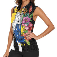 Filipinos Lapu-Lapu Hero Philippines Women Sleeveless Polo Shirt Hibiscus Flowers Style DT04 - Polynesian Pride