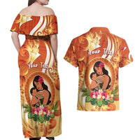 Personalised Tonga Mother's Day Couples Matching Off Shoulder Maxi Dress and Hawaiian Shirt I Love You Mom DT04 - Polynesian Pride