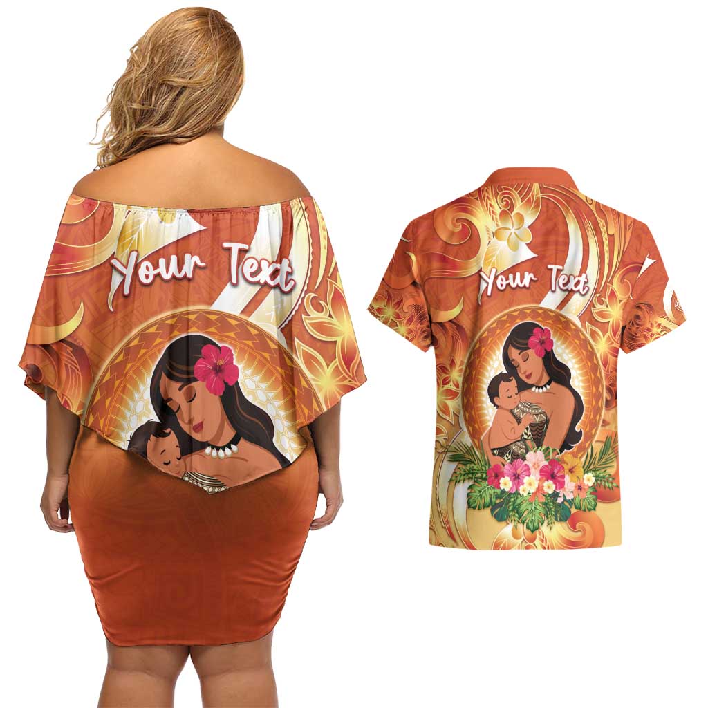 Personalised Tonga Mother's Day Couples Matching Off Shoulder Short Dress and Hawaiian Shirt I Love You Mom DT04 - Polynesian Pride