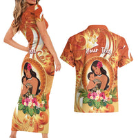 Personalised Tonga Mother's Day Couples Matching Short Sleeve Bodycon Dress and Hawaiian Shirt I Love You Mom DT04 - Polynesian Pride