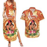 Personalised Tonga Mother's Day Couples Matching Summer Maxi Dress and Hawaiian Shirt I Love You Mom DT04 Orange - Polynesian Pride
