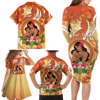 Personalised Tonga Mother's Day Family Matching Long Sleeve Bodycon Dress and Hawaiian Shirt I Love You Mom DT04 - Polynesian Pride