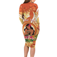 Personalised Tonga Mother's Day Family Matching Long Sleeve Bodycon Dress and Hawaiian Shirt I Love You Mom DT04 - Polynesian Pride