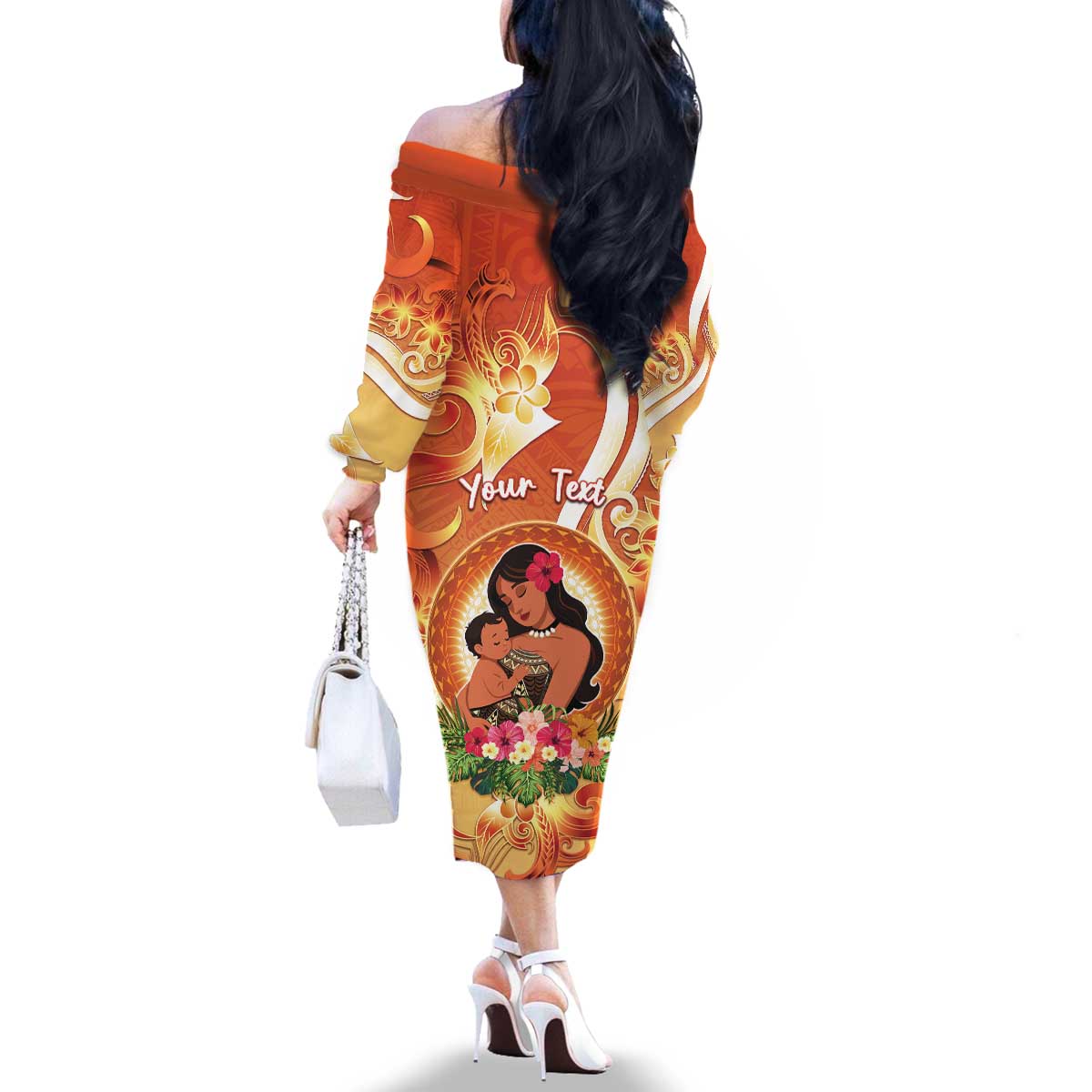 Personalised Tonga Mother's Day Family Matching Off The Shoulder Long Sleeve Dress and Hawaiian Shirt I Love You Mom DT04 - Polynesian Pride