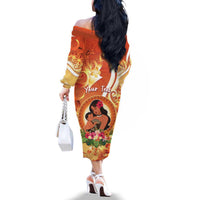 Personalised Tonga Mother's Day Family Matching Off The Shoulder Long Sleeve Dress and Hawaiian Shirt I Love You Mom DT04 - Polynesian Pride